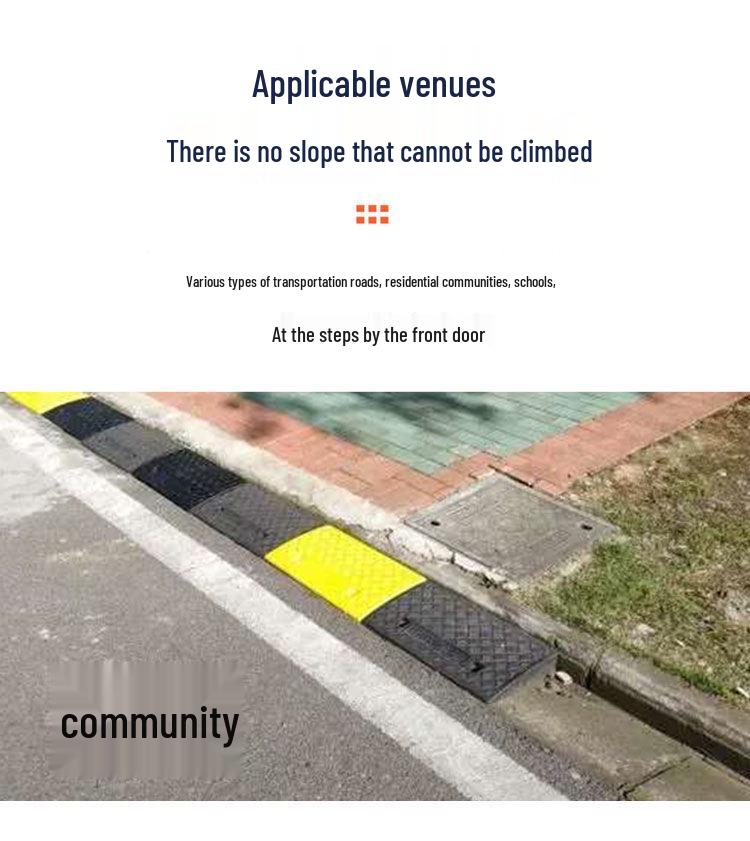 Plastic Ramp Pad: Car Uphill Climbing Slope Curb Threshold Speed Bump Step.