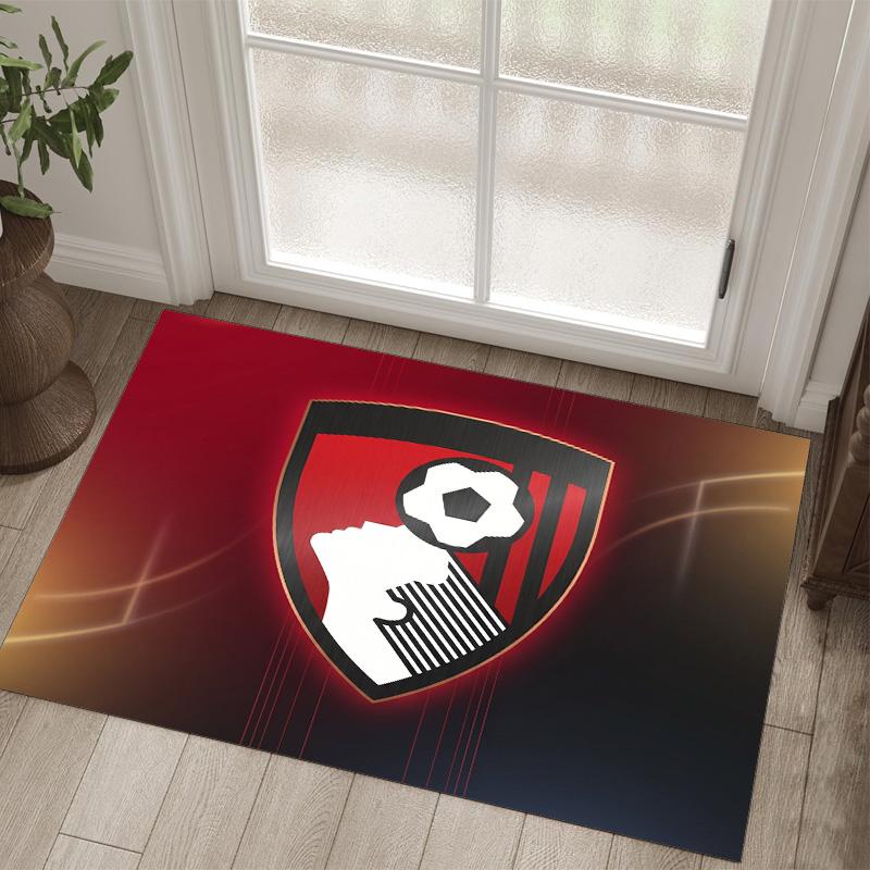 Bournemouth Football Design Crystal Velvet Carpet Cozy Non?Slip Printed Rug For Bedroom Living Room Entrance