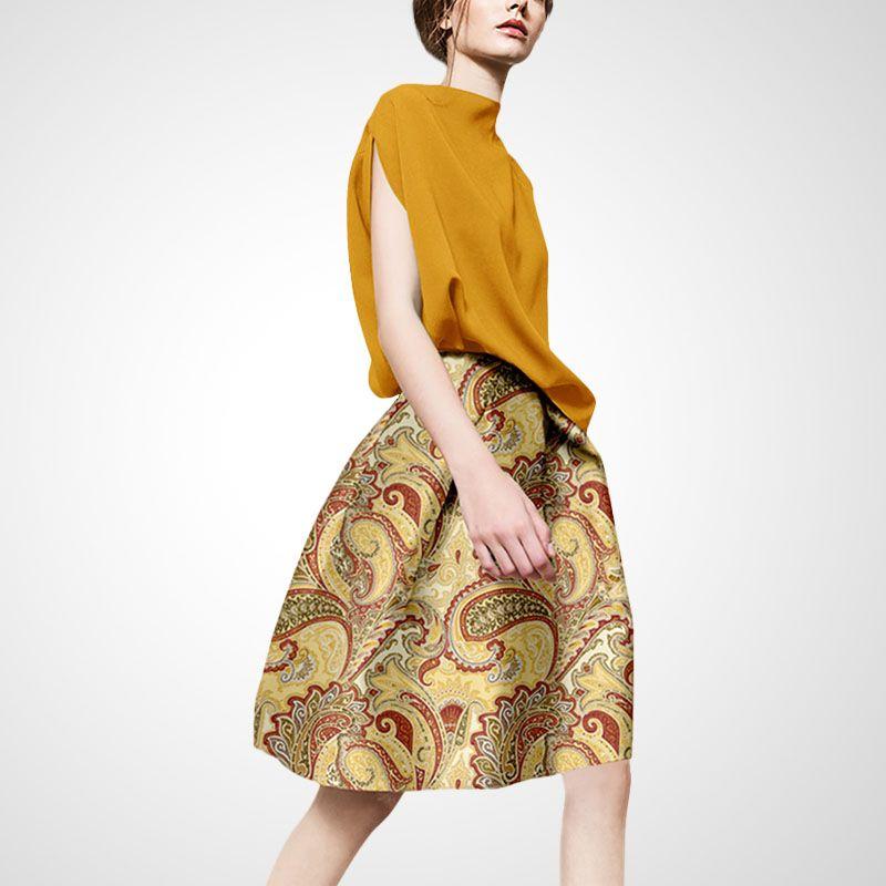 

Летний топ в западном стиле с синим принтом 2023 Yellow + Yellow Print S