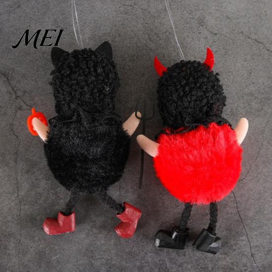 Soft Plush Halloween Doll Hanging Witch with Lanyard, Cute Furry Pom Three-dimensional Ball Ornament for Doors Windows Trees Party Decor