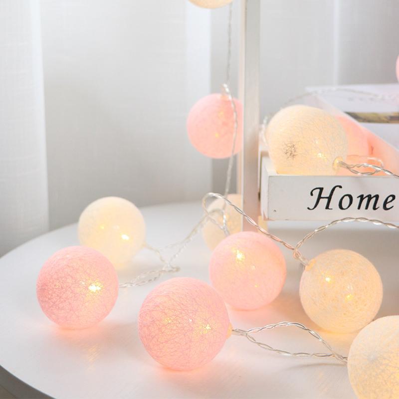 Catena di Luci a LED Palline di Cotone Thailandia - 6cm Scintillanti Decorazioni Natalizie e per la Camera da Letto