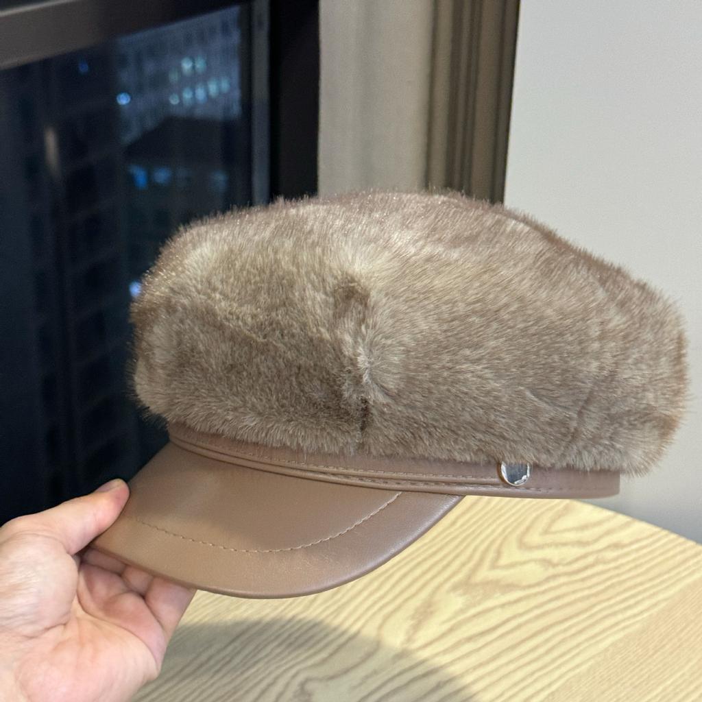 Brim Beret Women's Autumn and Winter Fashionable and Versatile Octagonal Newsboy Hat with A Small Temperament