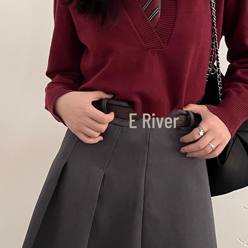 2023 New Women's Korean-Style Leather Belt - High-End Black Decorative Jean Accessory