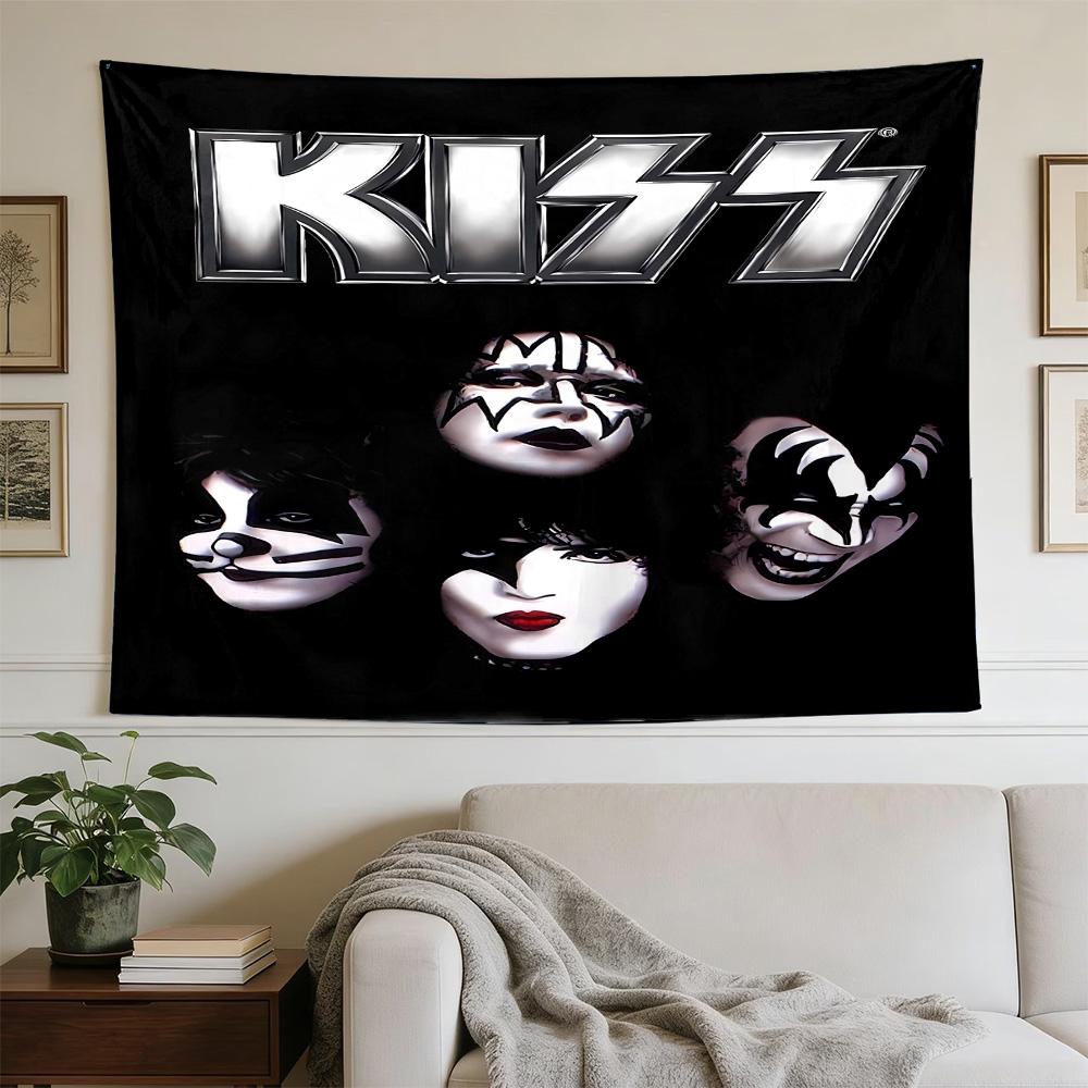 Kiss Band Rock Legends Large Wall Tapestry,Ideal for Office Backdrops, Holiday Gifts, Home Decor (Living Room, Bedroom, Dorm, Parties), and Outdoor Ce