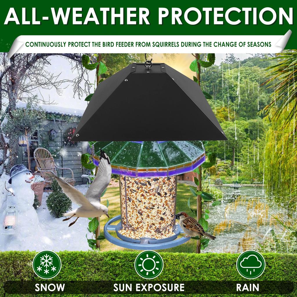 Squirrel Baffle Metal Bird Feeder Rod Baffle Effective Weatherproof Feeder Squirrel Protective Device for Hanging Bird Feeders