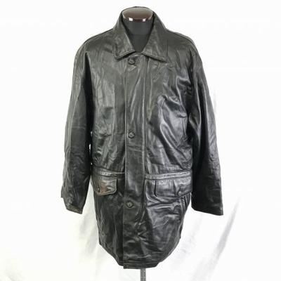 Manteau Rembourré en Cuir d'Agneau SubUrban Extérieur Homme Noir Cuir de Luxe Fermeture Éclair Intégrale Isolé(UTILISÉ)