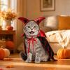 1 Set Gothic Devil Pet Clothes, Adjustable Devil Horn Headband Bat Print Cloak, Halloween Dog Devil Costume Set for Cats Dogs Party Outfit Cosplay
