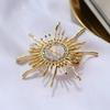 Baroque Style Sun God Brooch with Rhinestones - Fashionable Literary Pin for Coats