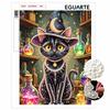 Halloween Black Cat Witch Pearl Painting Art Full Pearl Handmade Diy Home Decorations