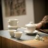 Ash Glazed Ceramic Gongfu Tea Set White Lotus Design Lid Bowl Heat Resistant Traditional Chinese Handmade HomeBrewingAccessories