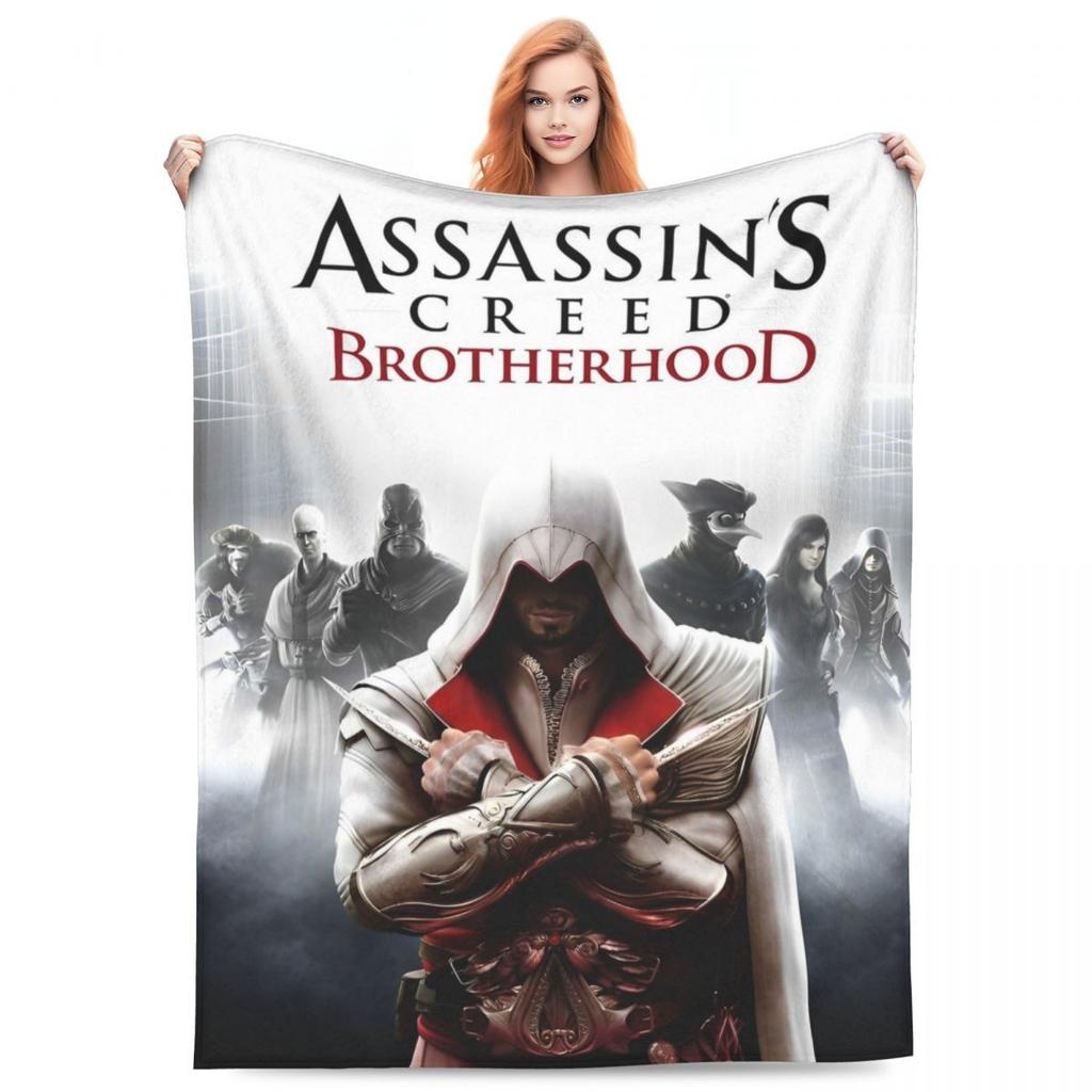A-Assassins Creed Knitted Blanket Velvet Action Adventure Soft Throw Blanket for Bedroom Sofa Bedspread