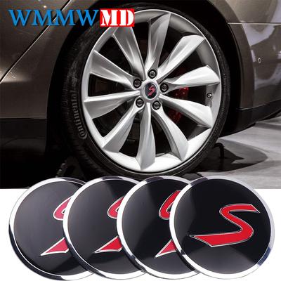 4PCS 56.5mm STI Sports Line Aluminum Car Wheel Center Hub Cap Stickers Emblems