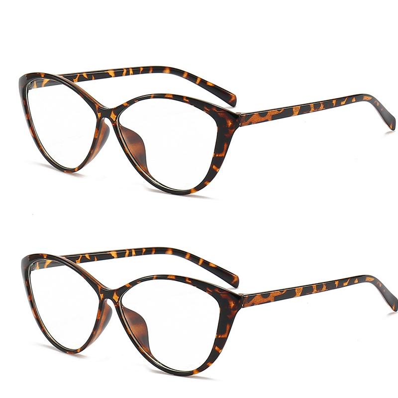 Fashion 2PCS Fashion Ins Stylish Plain Glasses for Women Ladies Cat Eye Optical Spectacle Eyeglasses Unisex Men Retro Anti-blue Glasses