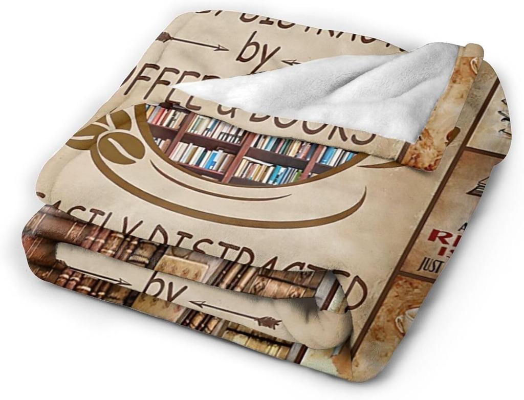 Book Lovers Flannel Fleece Throw Blanket, Literary Gift for Readers, Cozy Reading Decor for Chair Bed, Librarian Themed Blanket
