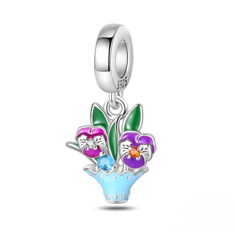 Fashion 925 Silver Colorful Butterfly Dragonfly Hummingbird Spring Series Charms Beads Fit 925 diy Bracelet Jewelry