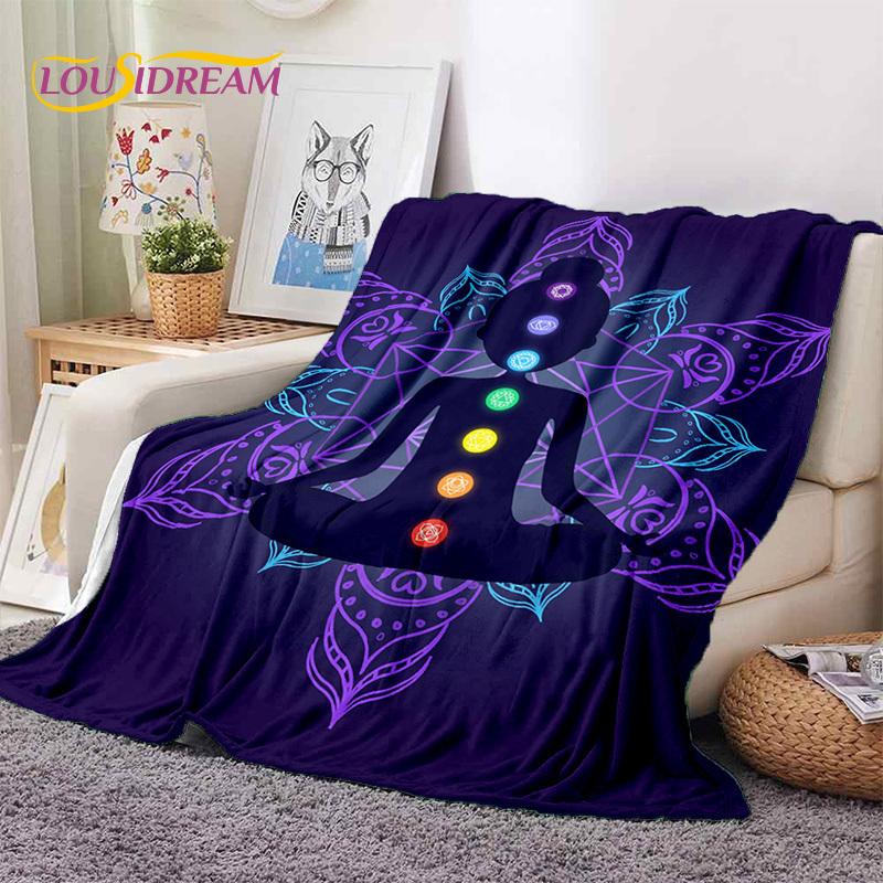 3D Yoga Meditation Rainbow 7 Chakra HD Soft Flannel Blankets,Throw Blanket Comfortable Blanket for Picnic Beds Home Bedroom Gift