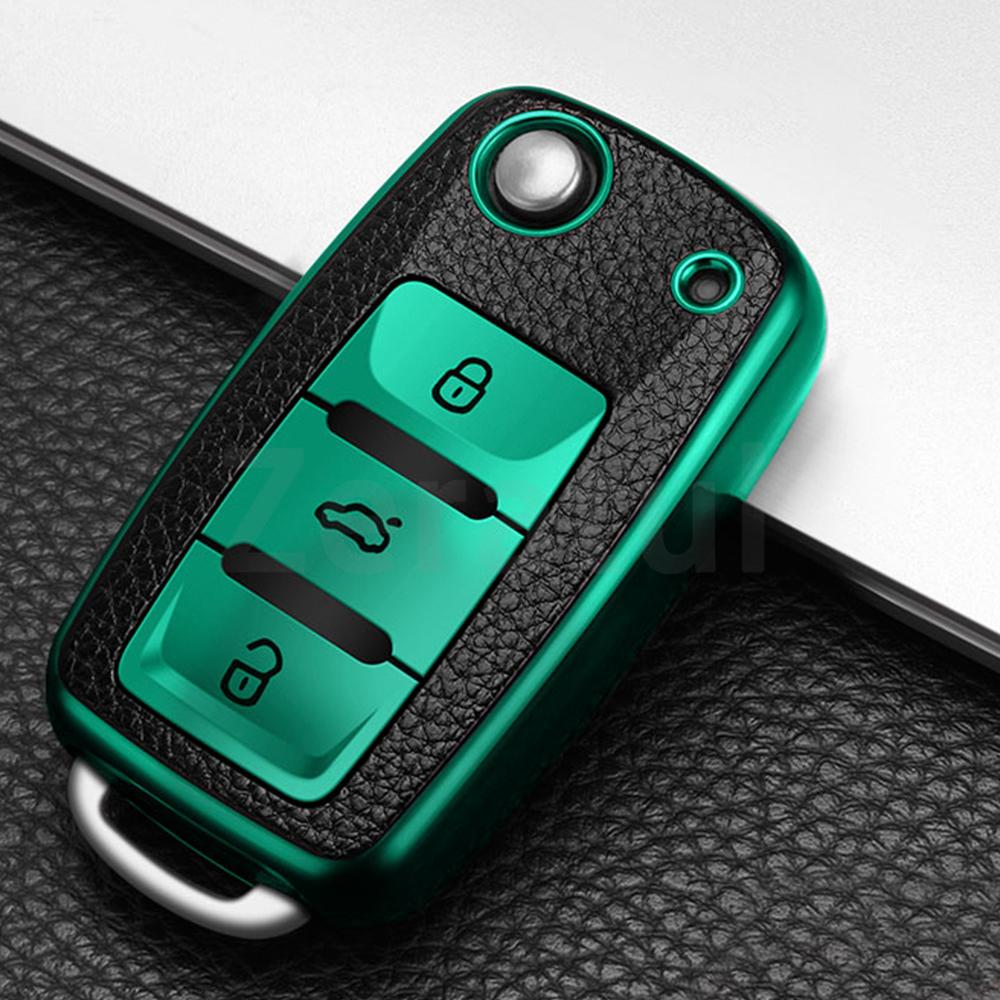 

2/3 Buttons TPU Leather Car Key Case Cover Shell Fob Bag for VW Volkswagen Polo Tiguan Passat Golf Jetta Lavida Skoda Octavia