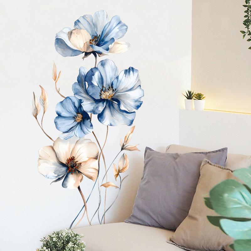 

Цветочная наклейка на стену ПВХ Самоклеящаяся Съемная наклейка для кухни Ванной Спальни Домашний декор as pic