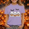 Kids Halloween Printed Neck Short Sleeve T-Shirt Loose Fit Casual Top