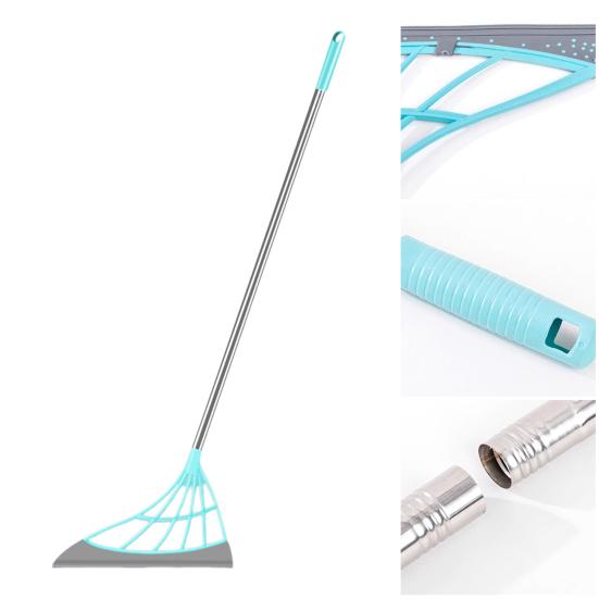 Broom with Silicone Brush Heads Stainless Steel Rods Easy Assembly Interior Surface Cleaner Cleaning Tool