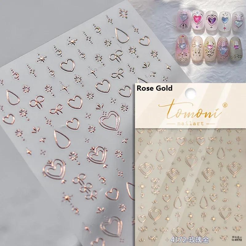 1pcs New 5D Bronzing Punk Moon Nail Art Charms Gothic Star Adhesive Slider Press on Nail Decoration Decals Accessories DIY