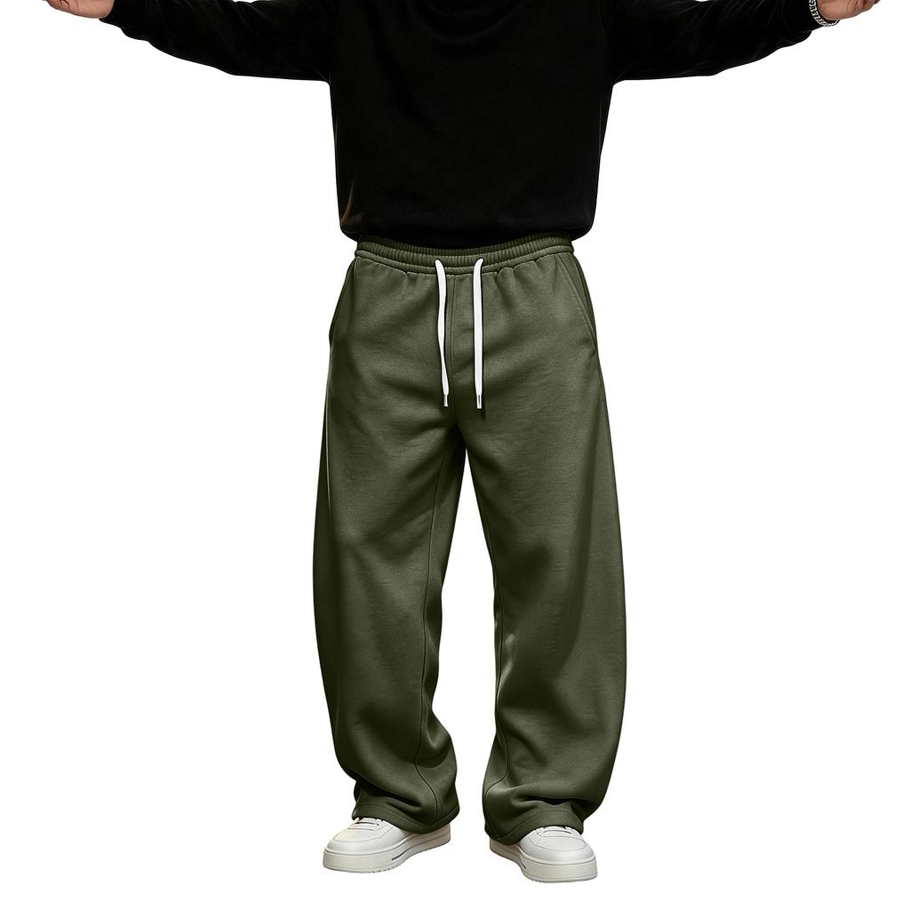 Herren - Gefütterte Jogginghose, Farbe Locker Geschnitten Gerade Beine mit Elastischem Bund für den Winter