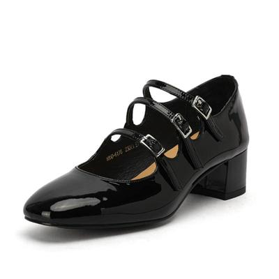 Czółenka damskie Skóra naturalna 22-25cm Skóra bydlęca Skóra lakierowana Górny kwadratowy palec Buty Mary Jane Pełna skóra