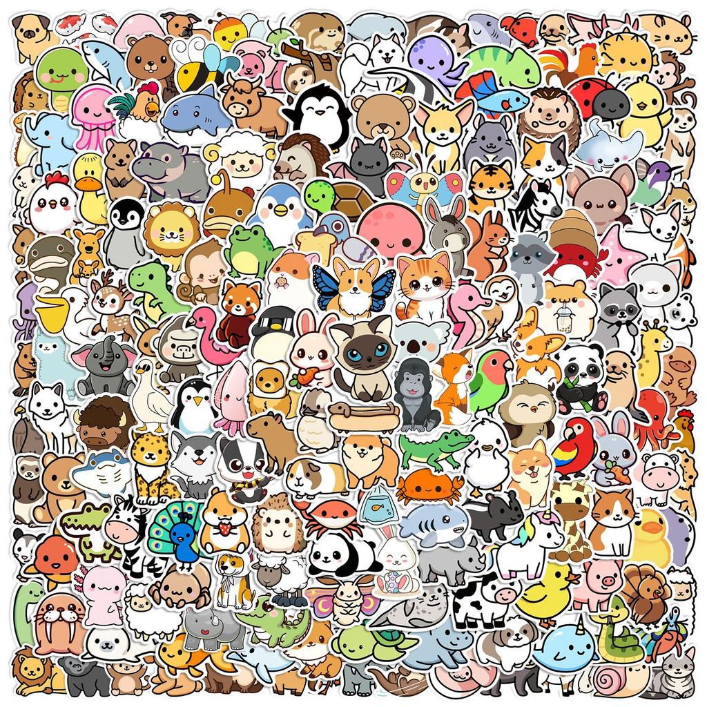 100/200PCS Cute Cartoon Animals Mix Graffiti Stickers DIY Phone Guitar Laptop Notebook Suitcase Cup Waterproof Sticker Kids Toy