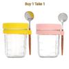 1/2Pcs350ml Overnight Oat Cup Glass With Lid And Spoon Seal Food Breakfast Cup Portable Cereal Milk Salad Yogurt CupKitchen Item