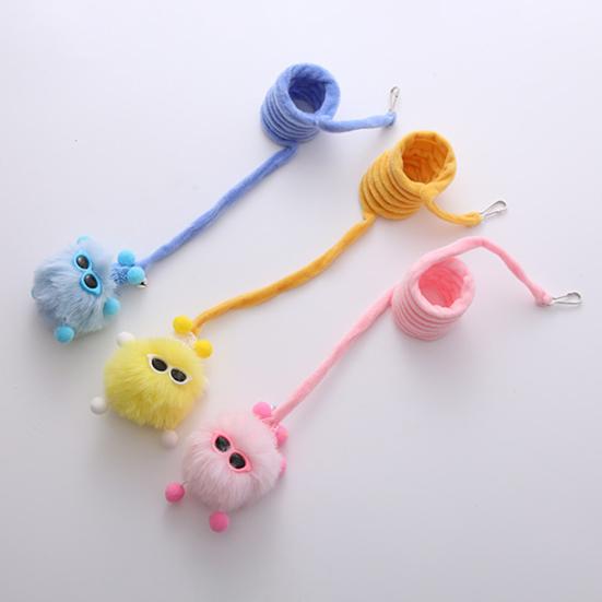 1 Set Cat Teaser Toy Scratch-resistant Rabbit Fur Ball Pet Kitten Cat Swing Rope Toy with Suction Cup Pet Supplies