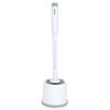Silicone toilet brush with stand and liquid dispenser, white, 40 cm