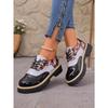 Autumn Printed Low-top Shoes 2025 New Plus-size Lace-up British Style Muffin Small Leather Shoes for Women
