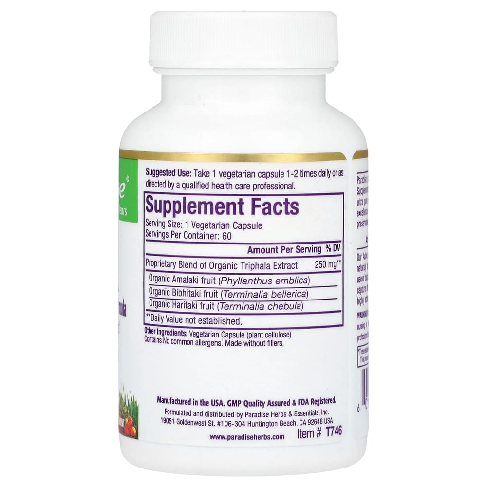 Paradise Herbs Organic Triphala, 60 Veggie Caps