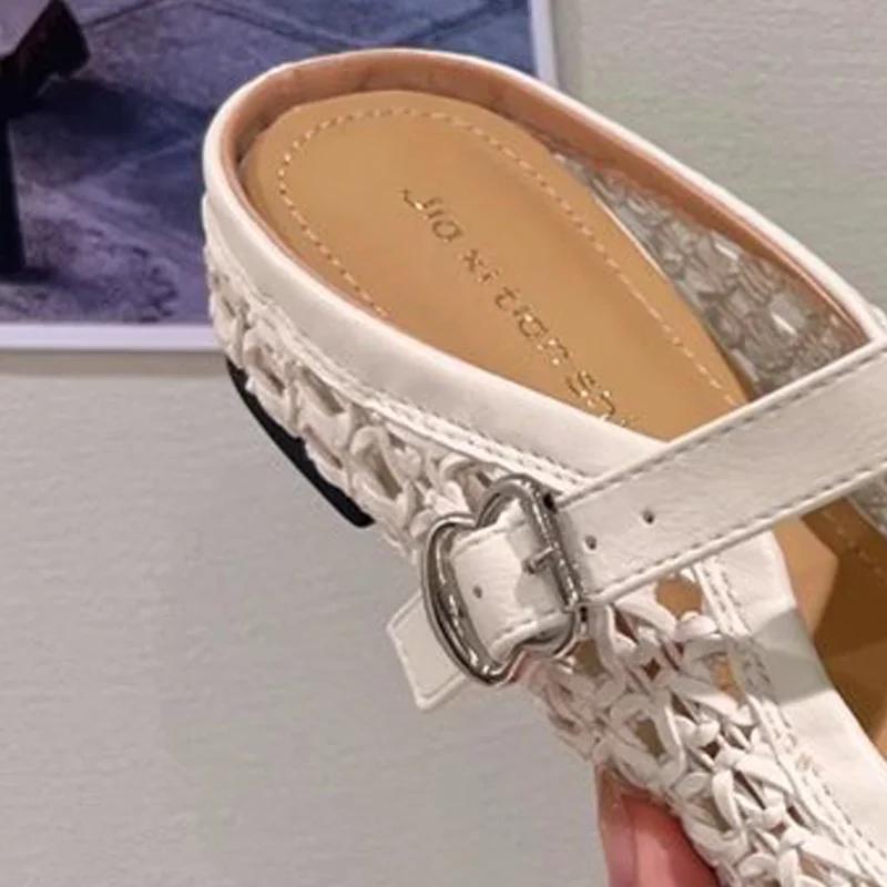 Spitze Zehen Damen Slipper Flats Hollow Freizeitschuhe Gemütliche Slingback Mules Schuhe Frühling Damen Sandalen 2025 Trend Weibliche Zapatos