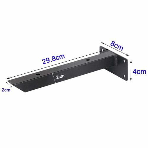 SYWXJ Hidden Shelf Brackets, Black Iron I-Shaped Rod Brackets, Wall-Mounted Floating Shelves, Angle Shelf Brackets, Set of 2 with Screws (30cm)