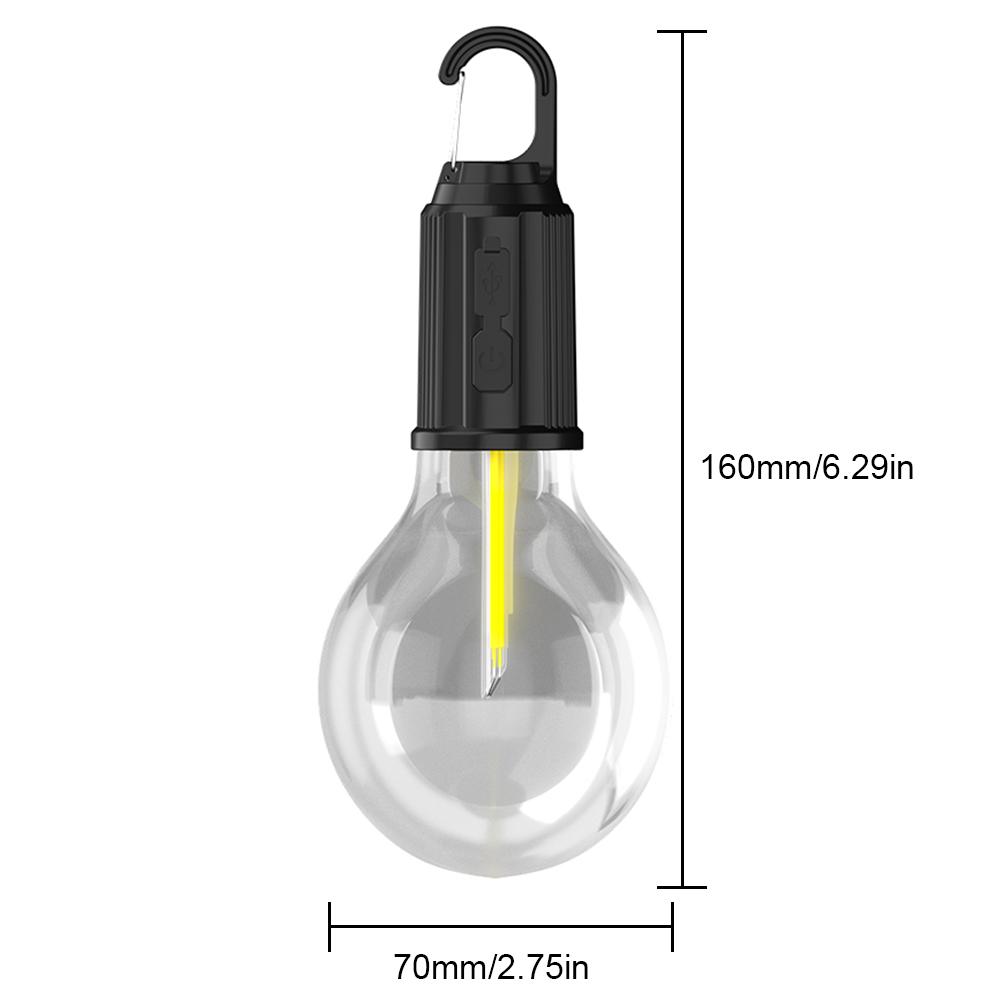 Camping Lamp 400mAh 100LM LED Tent Decoration Light Type-C USB Rechargeable Waterproof with Hook 3 Modes for Hiking BBQ