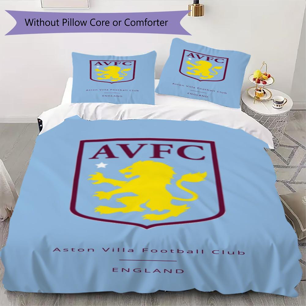 Biancheria da letto con motivo Aston Villa, Set piumone Copripiumone Federa Regalo di Compleanno per la Casa(1 * copripiumino + 2 * federa, senza nucleo)_lx