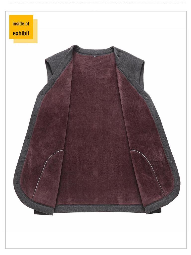 Fleece-Lined Button-Up Cardigan for Older Men - Autumn/Winter Style