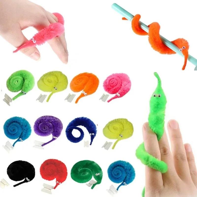 10Pcs Fun Worm Magic Props Toys For Children Kids Beginners Wiggly Twisty Worm With Invisible String Party Games Trick Toys Gift