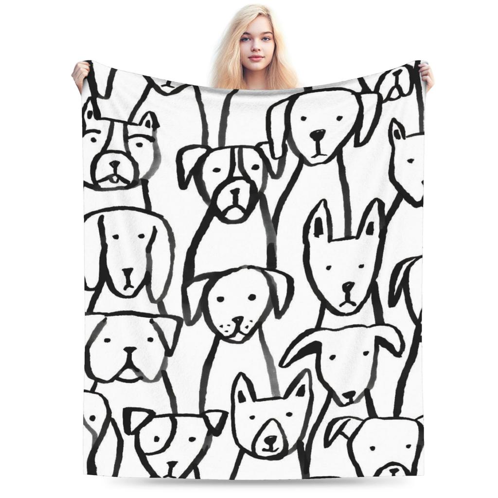 Retro Vintage Art Cute Dogs Warm Soft Blanket Kids Adult Plush Throw Blanket Novelty Outdoor Flannel Bedspread Sofa Bed Cover