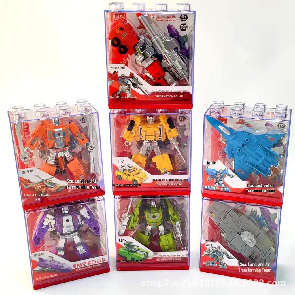 Children's 6-in-1 Police Car Transformers: Assembled Robot & Tank Toy Set