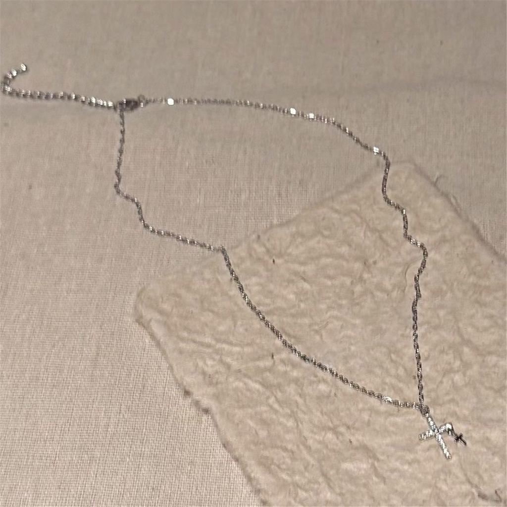 Stylish Crucifix Necklace with Sparkling Zircon Charm Titanium Steel Jewelry Gift for Women Lady Fashion Accessory