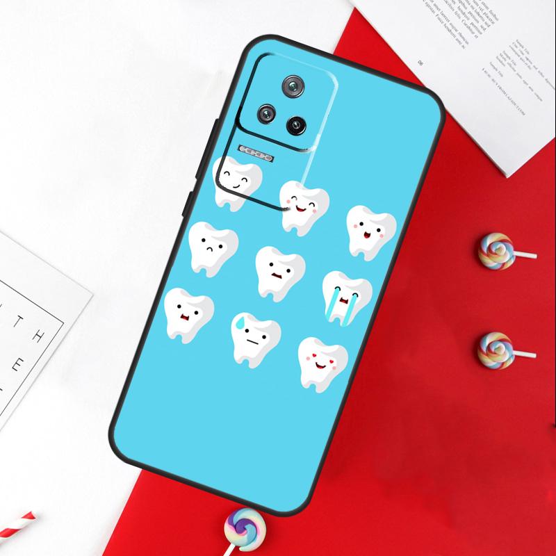 Cartoon Dentist Dental Crowned Teeth Cover For Xiaomi 14T 11T 12T 13T Pro 13 14 15 Ultra POCO X7 Pro X3 X5 X6 F5 F6 M6 Pro Case