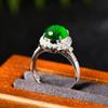 Natural Green Chalcedony Circular Rings for Women Silver 925 Inlaid with Diamonds Classic Fashion Ring Banquet Jewelry Gift