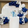 Navy Blue Silver Balloons Arch Kit 130 PCS Navy Blue Balloon Garland With White Silver Confetti Latex Balloons Different Sizes For Graduation Rugby