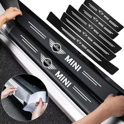 1/4/5Pcs Car Door Sill Scuff Plate Decor Carbon Fiber Stickers For BMW Mini Cooper One JCW F54 F55 F56 F57 F60 R50 R52 R53 R55