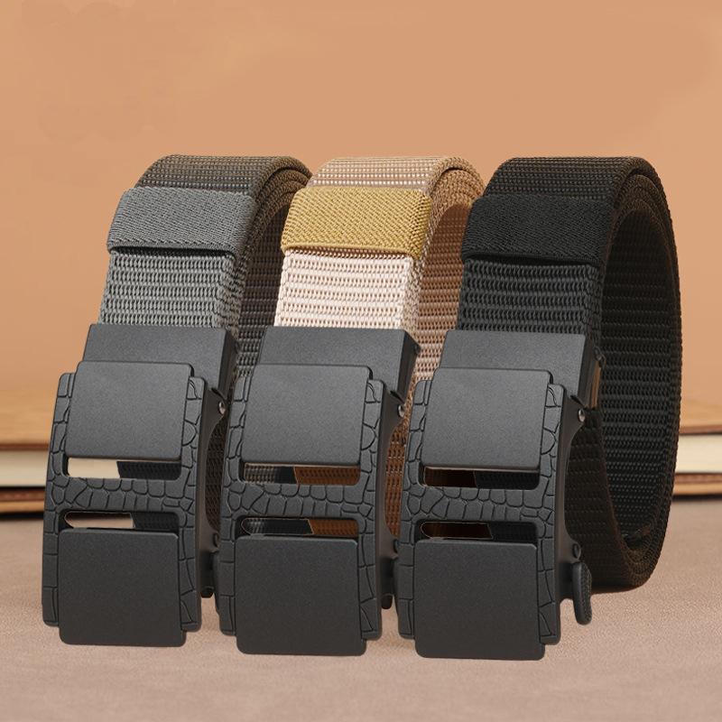 Men's Belt New Automatic Buckle Durable Nylon Tactical Braided Belt Middle Aged and Young Outdoor Trouser Belt Belt Men