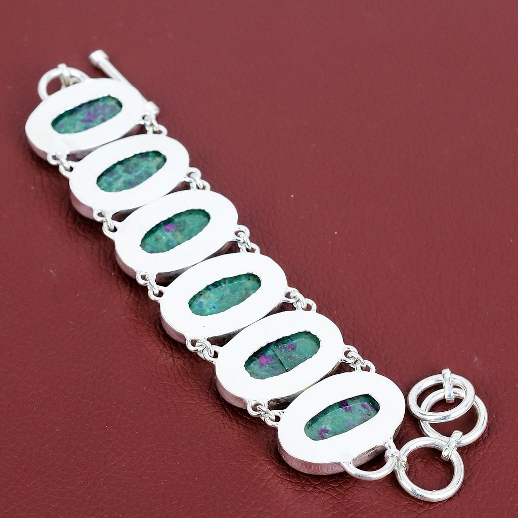 Ruby Fuchsite Bracelet Handmade Gemstone Jewelry 925 Sterling Silver Bracelet Adjustable Chain Bracelet Birthstone Bracelet Engagement Gifts