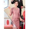 Pasit Faux Two-Piece Lace V-Neck New Chinese Style Mother-of-the-Bride Dress