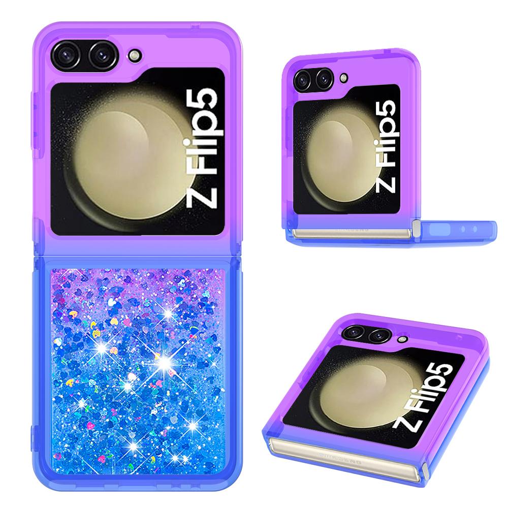 

For Samsung Galaxy Z Flip5 5G TPU Case Gradient Quicksand Phone Back Cover Purple/Sky Blue